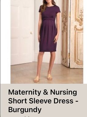 Seraphine Purple Short Sleeve Maternity Midi Dress